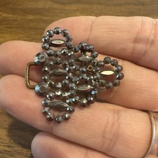 Antique Cut Steel Sash Belt Buckle Victorian Hand Riveted Faceted Steel