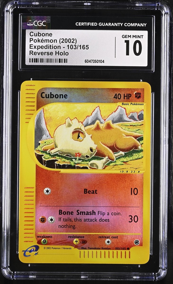 CGC 10 GEM MINT Cubone 2002 Expedition 103/165 Reverse Holo