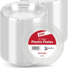 200 Clear Plastic Plates Set - 9 Inch Plastic Dinner Plates, Disposable Plates B