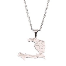 Haiti Country Map with State Name Pendant Necklace Ayiti Jewelry Gifts Map of Ha