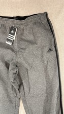 NWT Adidas Sweatpants Mens XL Gray Black Fleece Lined Elastic Waist Straight Leg