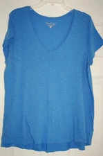 LILLY PULITZER ETTA V NECK TEE T-SHIRT TOP BENNET?  BLUE PIMA SLUB COTTON XL