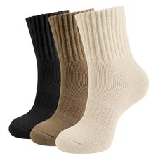 Wool Boot Socks for Women Thick Warm Full Cushioned for Winter 3 Pairs 1 Kha...
