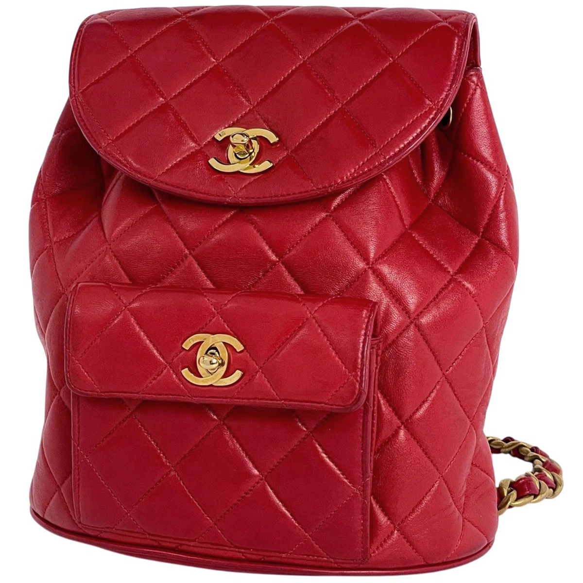 CHANEL Backpack Grained Calf Skin Red Gold CC Auth bs30593V CHANEL Backpack Red Bags & Handbags for Women for sale | eBay main image 3