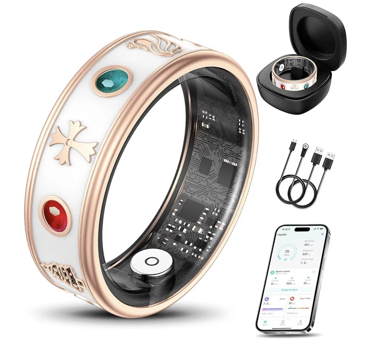 Smart RingSize 10 for Women,Fitness & Activity Tracker with BP/Heart Rate