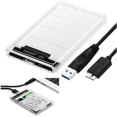 2.5'' SATA USB 3.0 Clear Hard Drive Disk HDD SSD Enclosure External Laptop Case