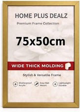 Gold Photo Picture Poster Frame 75x50 cm Wall Hanging Sleek Matte MDF Wood