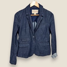 Anthropologie Pilcro and the Letterpress Chambray Blazer Jacket Women Small Blue