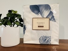NEW RARE Pottery Barn Seashell Sheet Set King Easy Care White Blue Shells