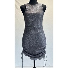 Motel Rocks Flirty Glamrock Silver Sequin Bodycon Racer Back Dress Size Small