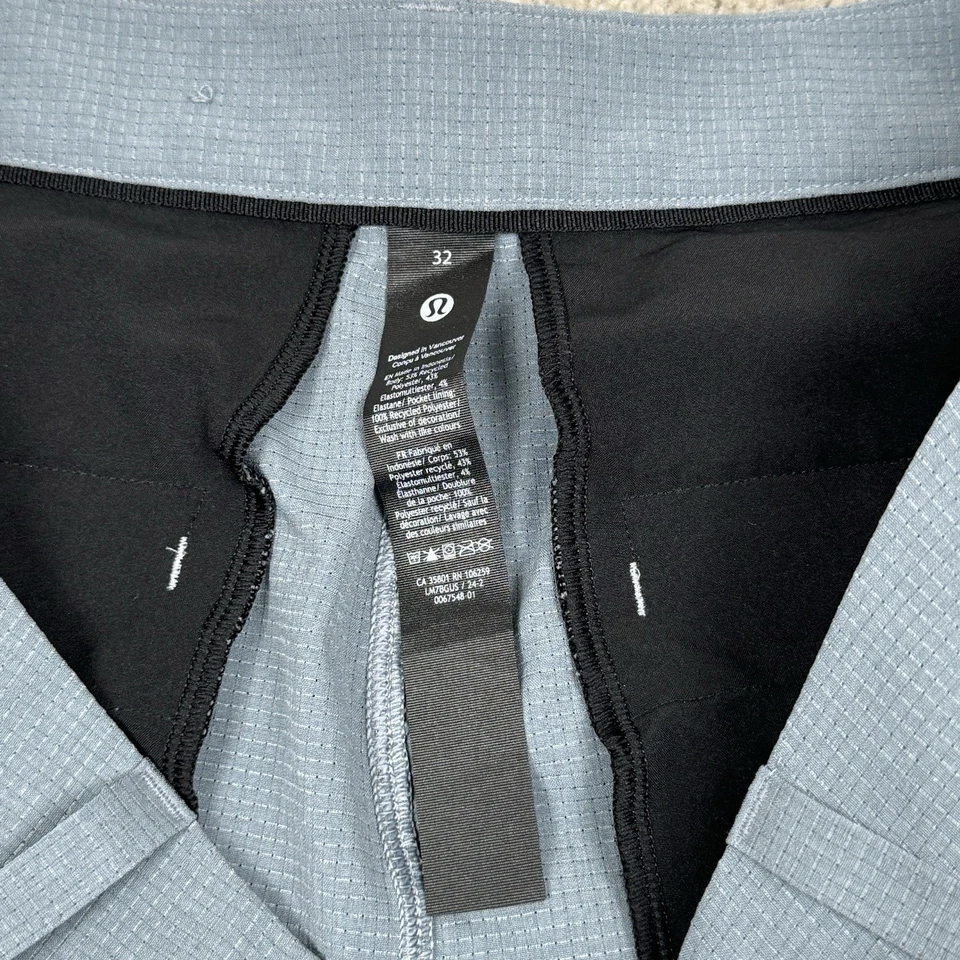 Pantalones Cortos Lululemon ABC WovenAir Para Hombres 32 Azul 7" Entrepierna Golf Chino Calce Clásico Foto 2 de 4