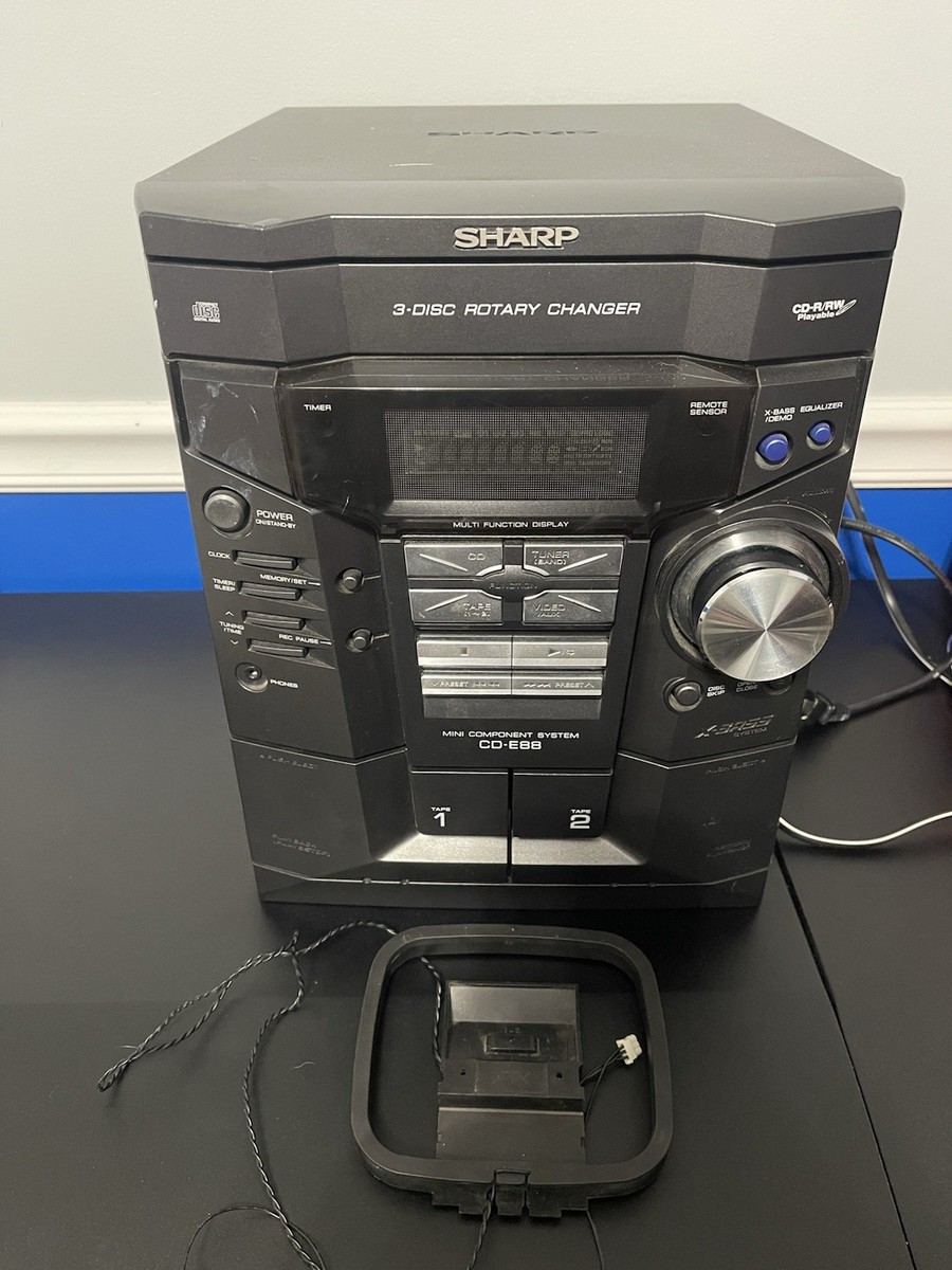 Vintage RARE Sharp CD E88 340W 3Disc Mini Component System Tested
