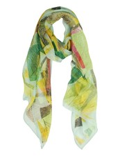 Long Chiffon Sheer Scarf Green Printed Lightweight Scarf For Womens COL 752