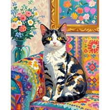 Fountor Cat Paint by Numbers Kit for Adults Beginner, Cat Adult Paint by Numb...