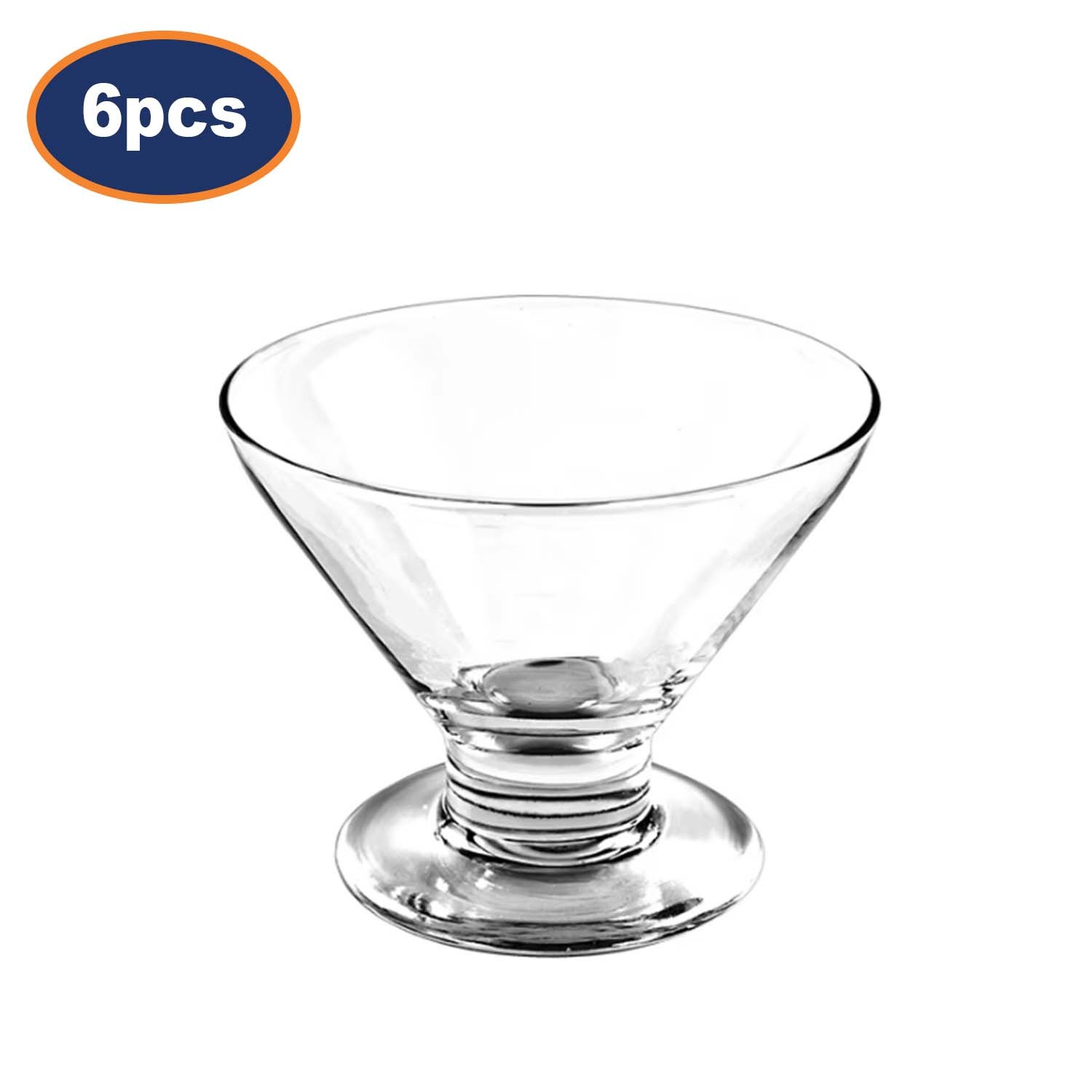 Ice Cream Cup 6pcs Glass Dessert Bowls Cocktail Footed Sundae Serving Cups 170ml