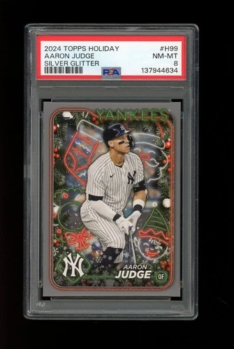 2024 Topps Holiday #h99 Aaron Judge Silver Glitter Yankees PSA 8