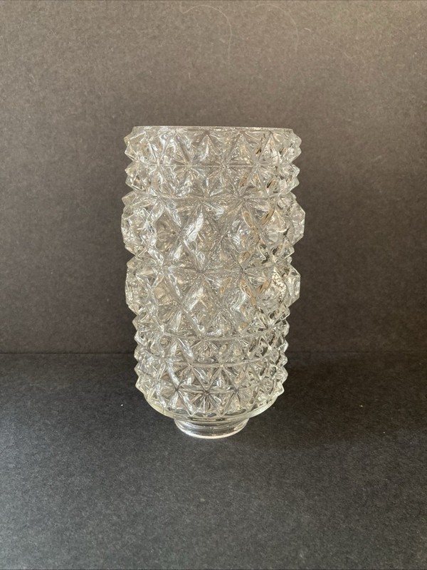 3.5"x6" CLEAR DIAMOND CUT GLASS 2" Fitter LIGHT Replacement GLoBe