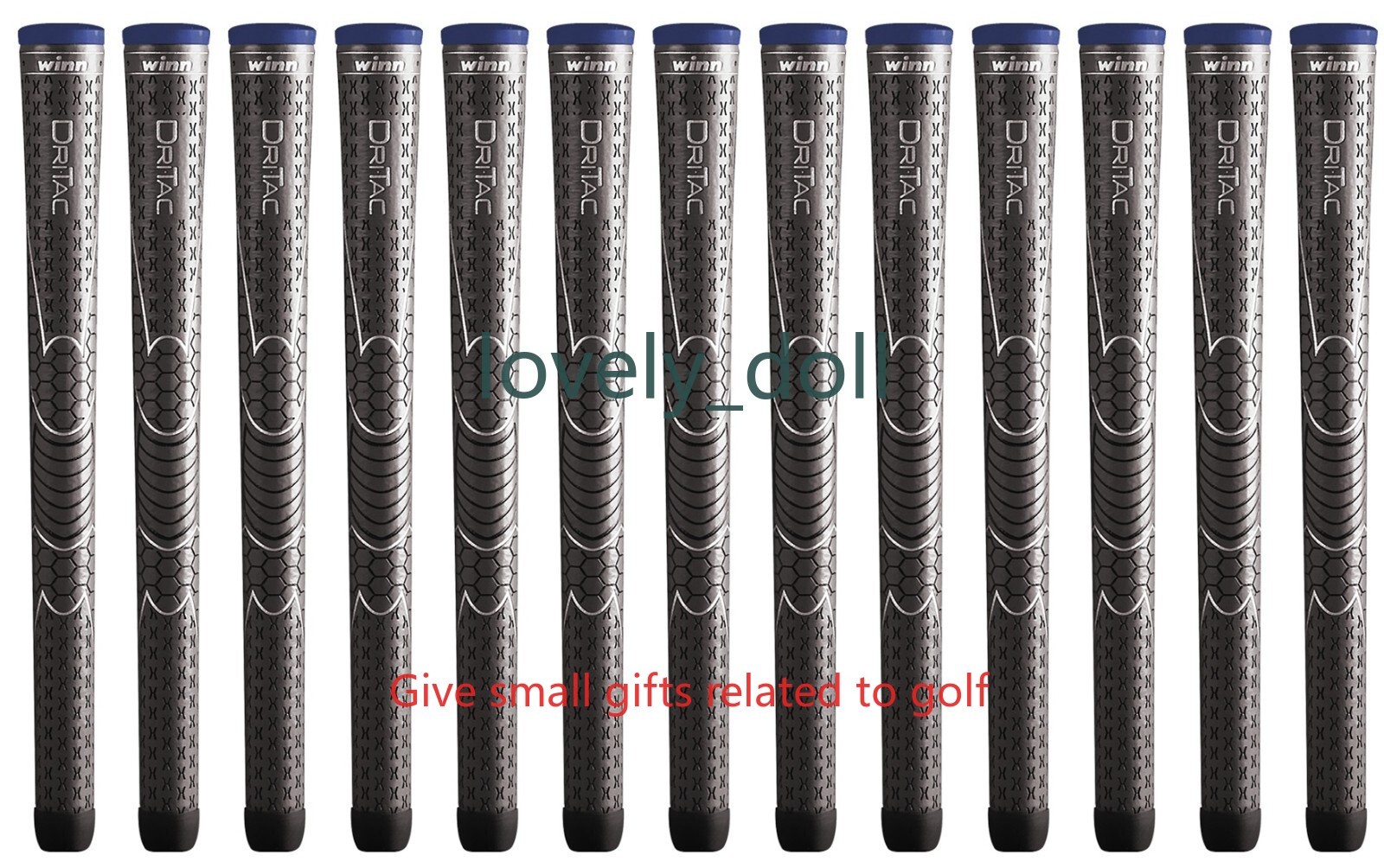 Set of 13 - Winn Golf - Dri-Tac Midsize Grip Dark Gray