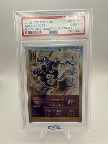 Randy Moss /25 - 2022 Panini Contenders #GDT-RMO - Game Day Auto PSA 10 Pop 4