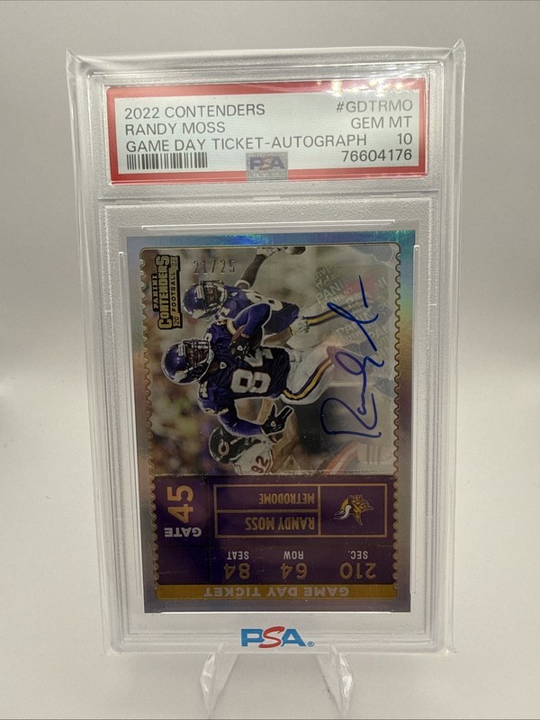 Randy Moss /25 - 2022 Panini Contenders #GDT-RMO - Game Day Auto PSA 10 Pop 4