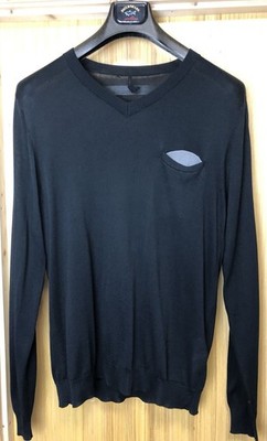 Emporio Armani Seide & Kaschmir schwarz weicher dünner Strick Pullover IT50 M-L UVP 290£
