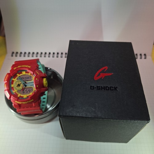 CASIO G-SHOCK GA-400CM Breezy Rasta Color Red Men's Watch Ana-Digi Used with Box