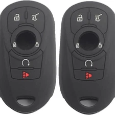 2pcs 5 Buttons Black Silicone Rubber Smart Key Fob Cover Case -2pcs black