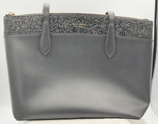 Kate Spade New York Black Glitter Tote Bag D411 - Zip Closure - 14" x 11" x 6"