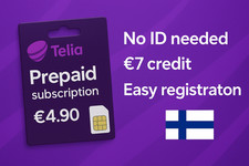 Telia Finland Prepaid SIM &ndash; 7&euro; Credit &ndash; EU Roaming &ndash; No ID Needed