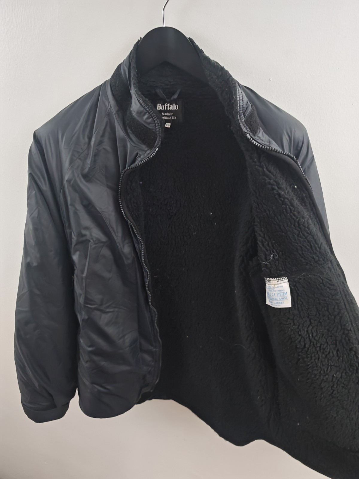 Buffalo Systems Mens Belay Jacket Black Size 38 Medium Pertex Pile Coat image 6