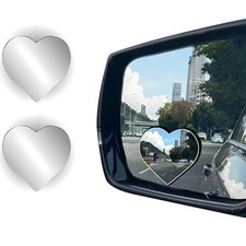 2PCS Car Heart Shaped Blind Spot Mirrors,Convex RearView Mirrors for Enhanced