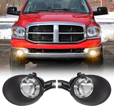 Fog Light Assembly Replacement For 2002-2008 Ram Clear Lens With Black Bezel