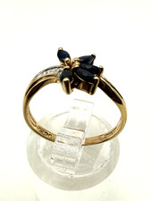 10ky gold sapphrie .005 cttw dia 1/2 flower ring 1.9g sz 7 $600 #179 24 hr. ship