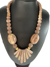 Tribal Sea Urchin Quill Shell & Lava Rock Bead Statement Necklace