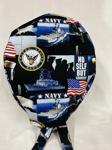 Men/Women Surgical Scrub Cap Lined Navy Cool Cap - Picture 3 of 3