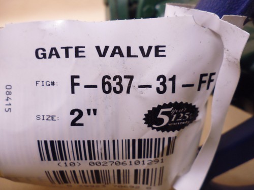 NIBCO 2" Gate Valve F-637-31-FF Plain Flange Face Class Cast Iron 41511 150PSI - Picture 8 of 8