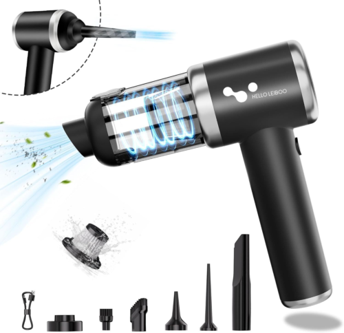 helloleiboo 16000PA Powerful Handheld Car Vacuum Cleaner in Black