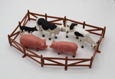 Plastic play set farm animal figures game pieces educational toys cow pigs fence