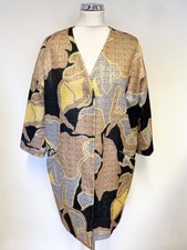 Laurel Black,silver,gold & Yellow Print 3/4 Sleeve Special Occasion Coat Size 10