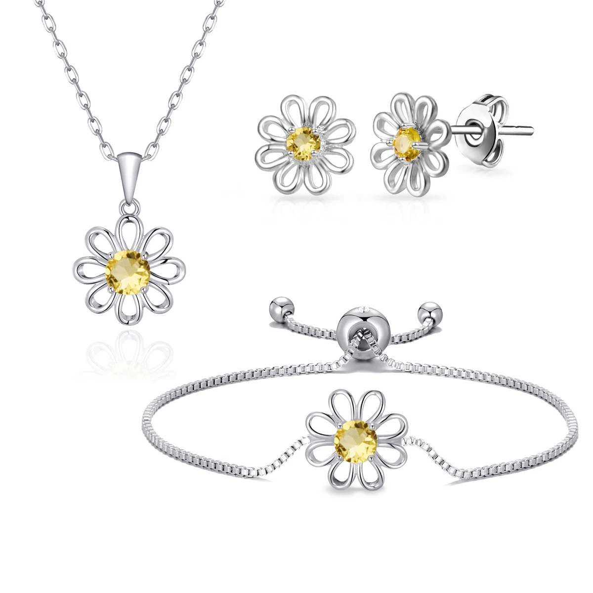 3pc Daisy Bracelet Set Created with Zircondia Crystals by Philip