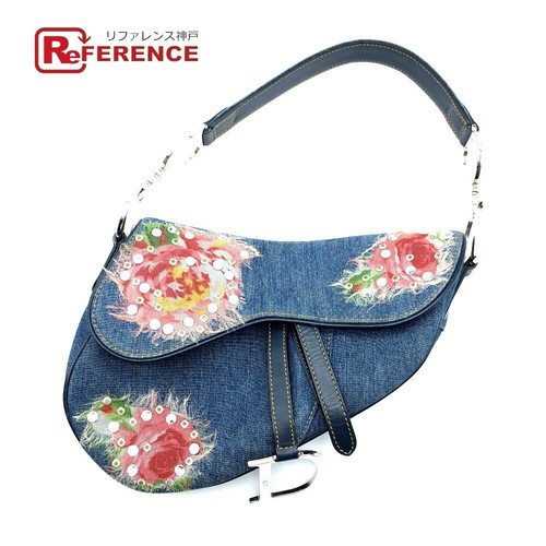 Dior Rose Flower Denim Canvas Saddle 