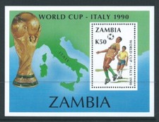 ZAMBIA 1990 SGMS616 mini-sheet World Cup Football Italy unmounted mint. Cat &pound;10