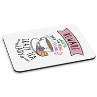 Vorsicht Crazy Tee Lady Pc Computer Mauspad Mutter Muttertag Tag Britisch