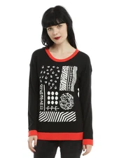 Twenty One Pilots Juniors Red Trim Intarsia Blurry Face Sweater New L