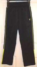 Boys FILA BLACK TRAINING PANTS size 10-12 NEW Athletic Warm Up Track Soccer