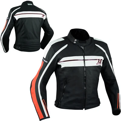 Blouson Cuir Thermique Moto Motard Sport Touring Protections Homologuées Orange - Photo 1/4