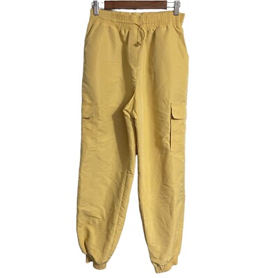 Wild Fable Womens Y2K Yellow Pockets Cargo Elastic Waist Jogger Pants  Medium