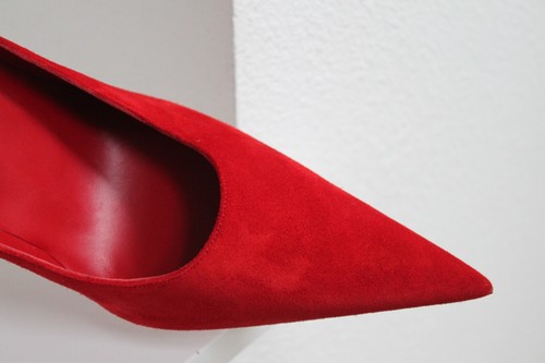 sz 6 / 36.5 Christian Louboutin Kate Max ALL Red Suede Pointed Toe Pump Shoes - Picture 5 of 11