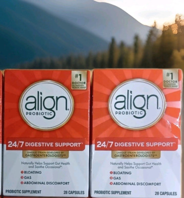 2 P&G ALIGN PROBIOTIC 24/7 DIGESTIVE SUPPORT GUT HEALTH SUPPLEMENT 28 X2 56 CAPS