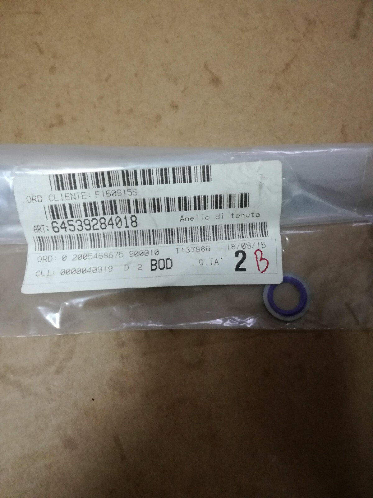 64539284018 Anello di tenuta D=11MM -ORIGINALE- BMW/MINI (modelli 